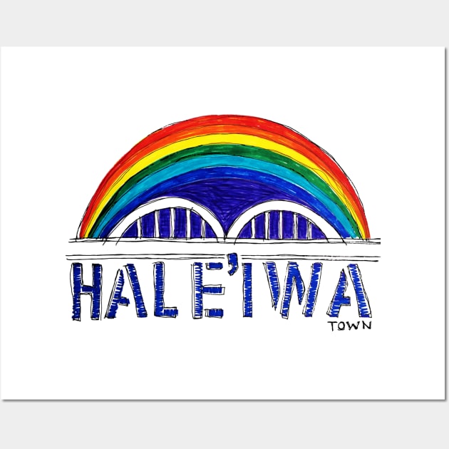 Haleiwa Rainbow Bridge Drawing Wall Art by HaleiwaNorthShoreSign